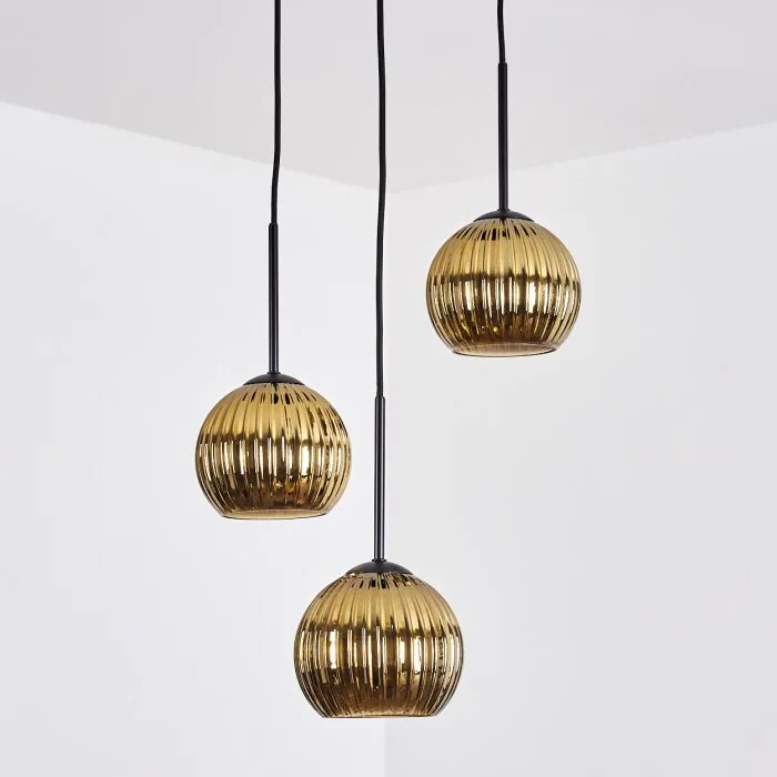 Koyoto Lampadario a sospensione, Lampada a sfera, Lampada a sospensione a cluster Oro, 3-Luci