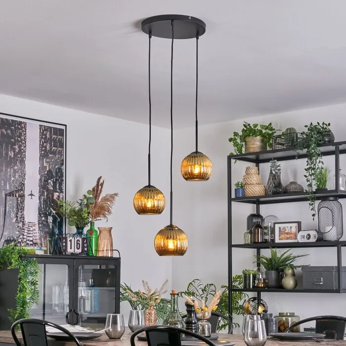 Koyoto Lampadario a sospensione, Lampada a sfera, Lampada a sospensione a cluster Oro, 3-Luci