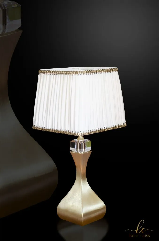 lampada “bottle” da tavolo comodino classica in cristallo e ottone