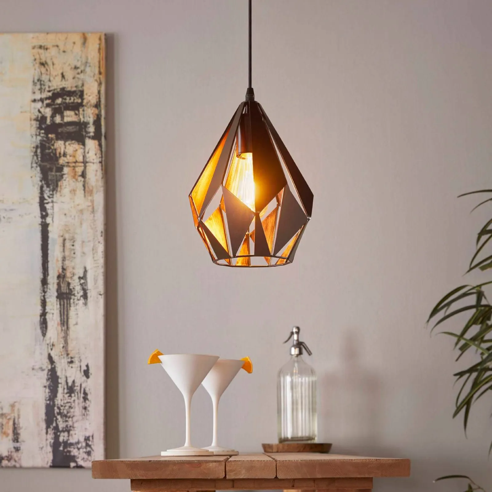 Lampada a sospensione Carlton, nero/rame, Ø 20,5 cm