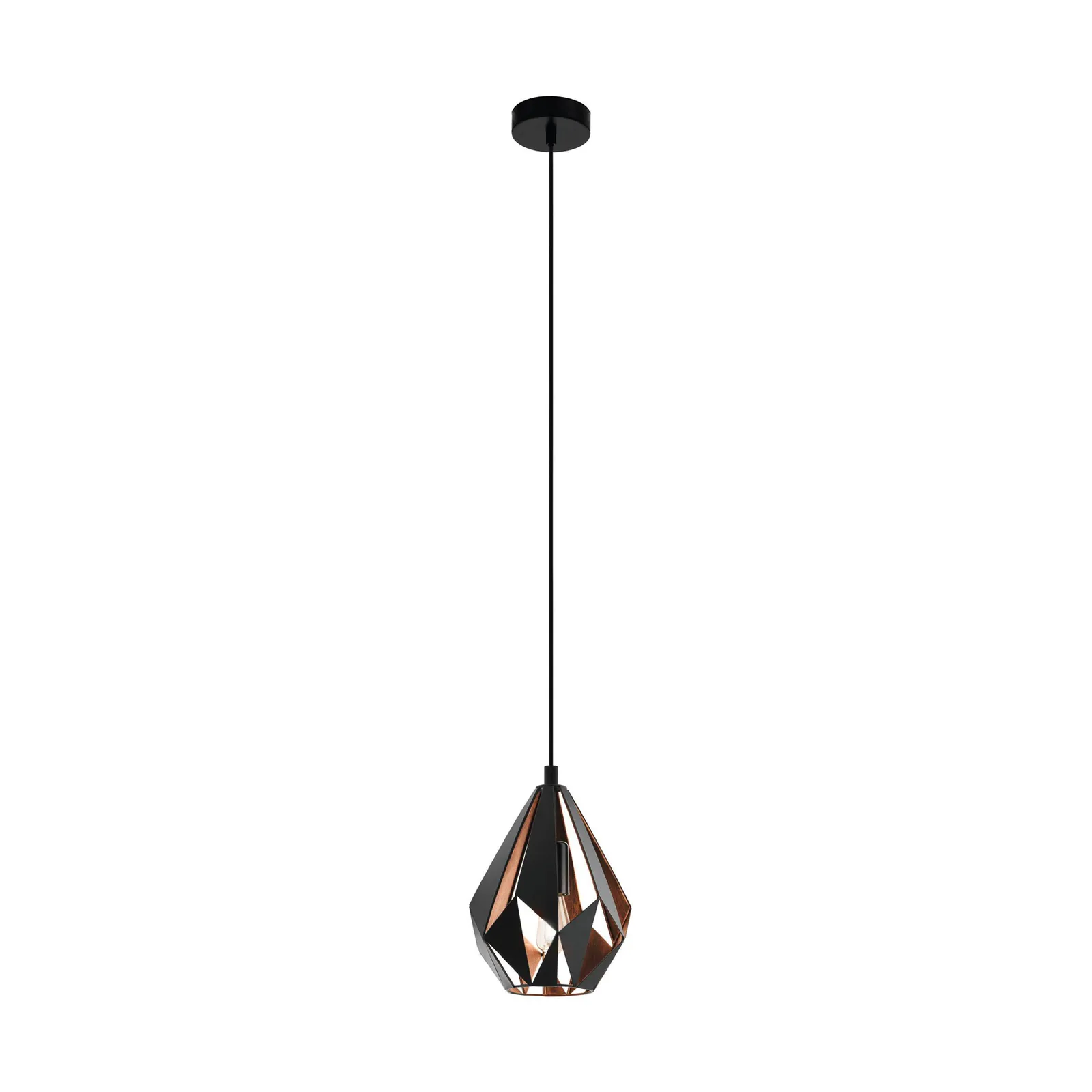 Lampada a sospensione Carlton, nero/rame, Ø 20,5 cm