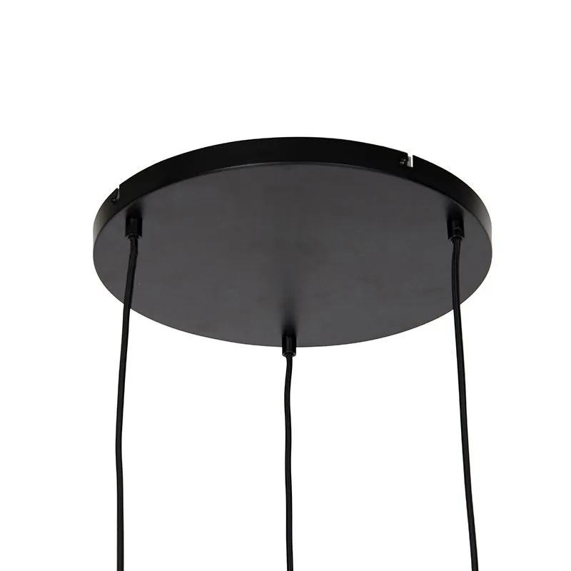 Lampada a sospensione di design nera con oro con vetro fumé 3 luci - Zuzanna