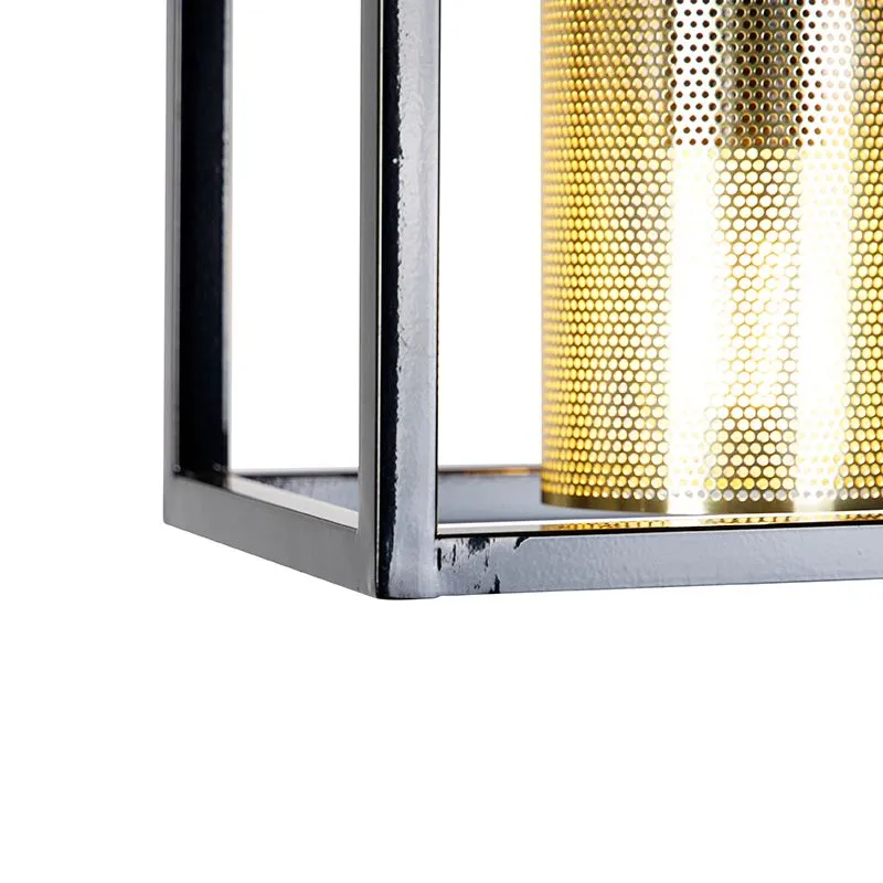 Lampada a sospensione industriale nera con 4 luci oro - Cage Tess