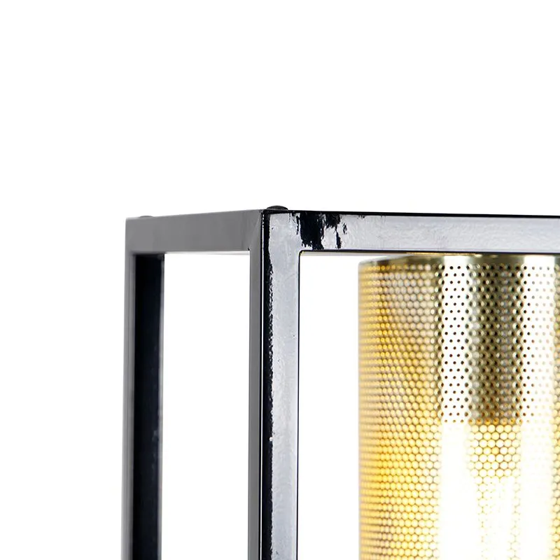 Lampada a sospensione industriale nera con 4 luci oro - Cage Tess