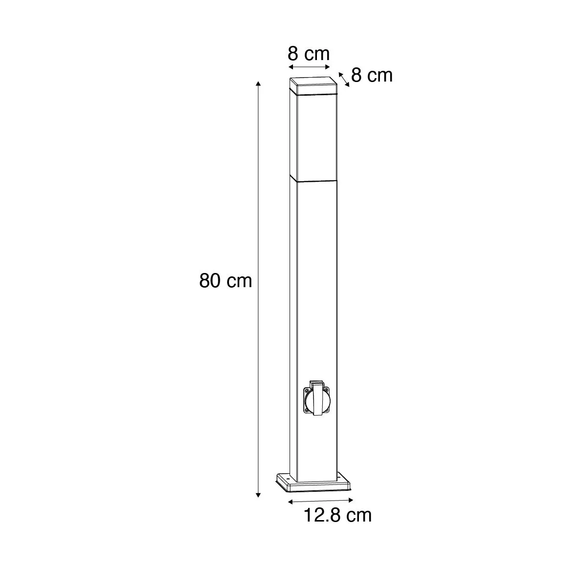 Lampada da esterno grigio scuro 80 cm con presa IP44 - Malios