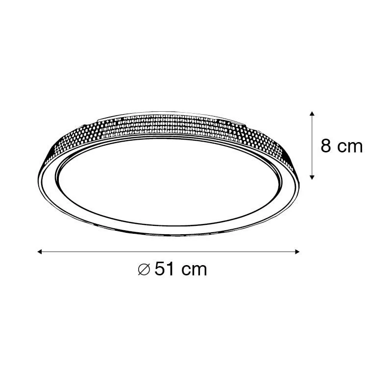 Lampada da soffitto argento 51 cm con LED dimmerabile a 3 fasi - Wendy