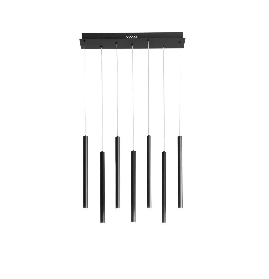 Lampadario Binario Per Tavolo Pype SQ7 Nero Con Cilindri Pendenti Led CCT Fan Europe