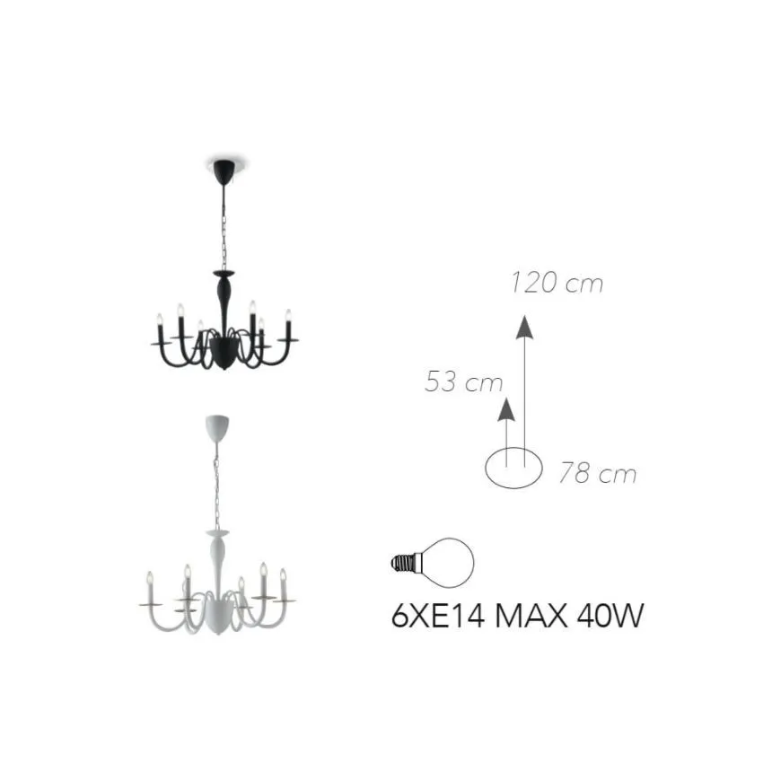Lampadario Soggiorno Contemporaneo 6 Luci In Metallo Bianco Armstrong Fan Europe