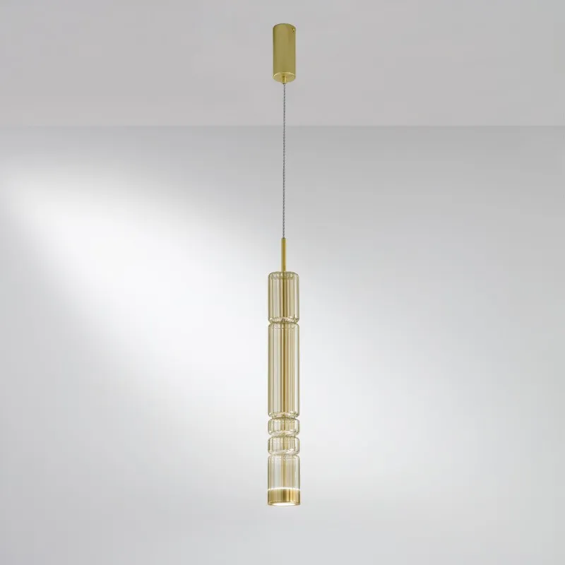 Lampadario Tubolare in Vetro Led 3000K Ambra