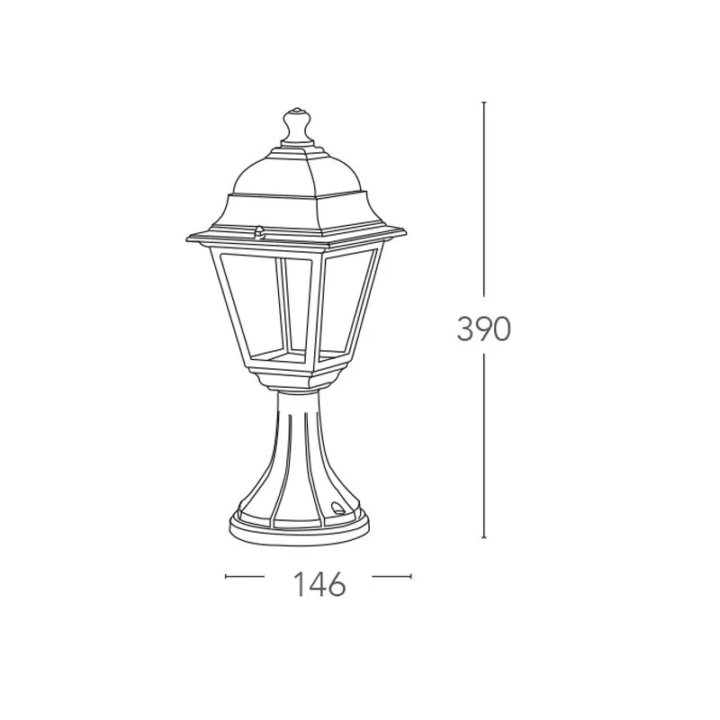 Lampioncino Classico Basso Da Giardino 39 cm Roma Bianco Intec Light