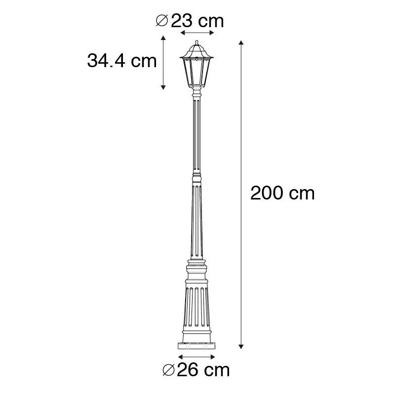 Lanterna da esterno classica nera 200 cm IP44 - Avana