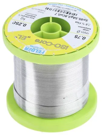 Lega saldante senza piombo Felder Lottechnik, Ø 0.75mm, punto fusione 217°C, 250g