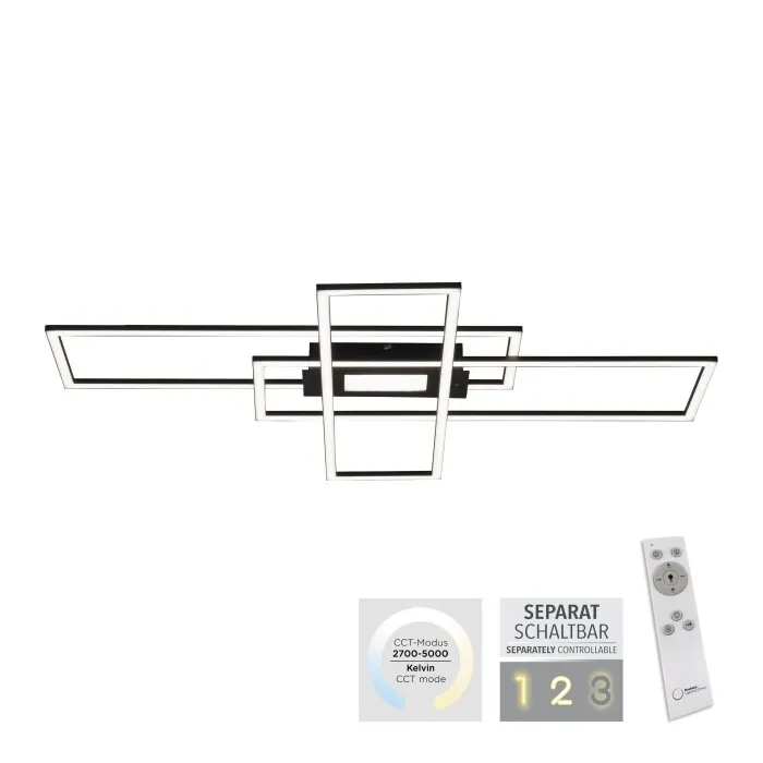 Leuchten-Direkt ASMIN Plafoniera LED Nero, 1-Luce, Telecomando