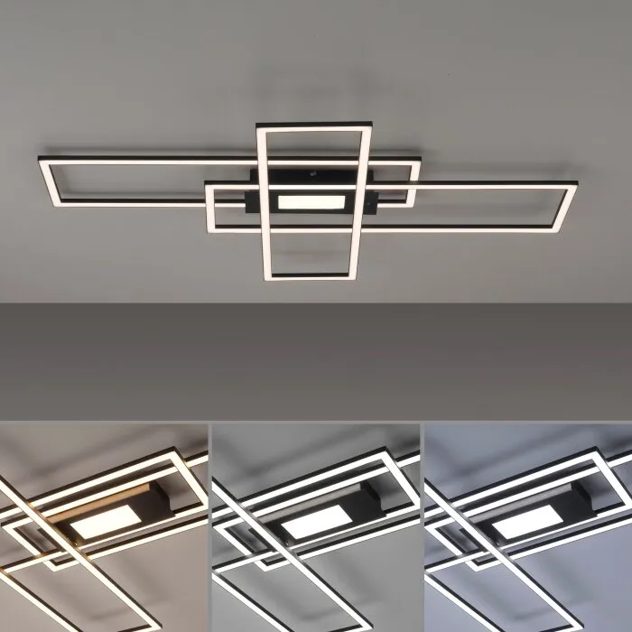 Leuchten-Direkt ASMIN Plafoniera LED Nero, 1-Luce, Telecomando