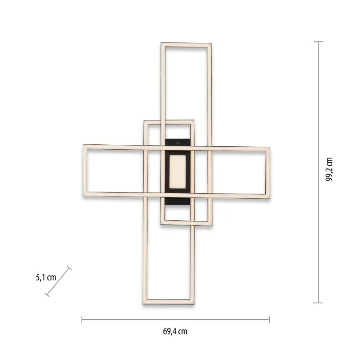 Leuchten-Direkt ASMIN Plafoniera LED Nero, 1-Luce, Telecomando