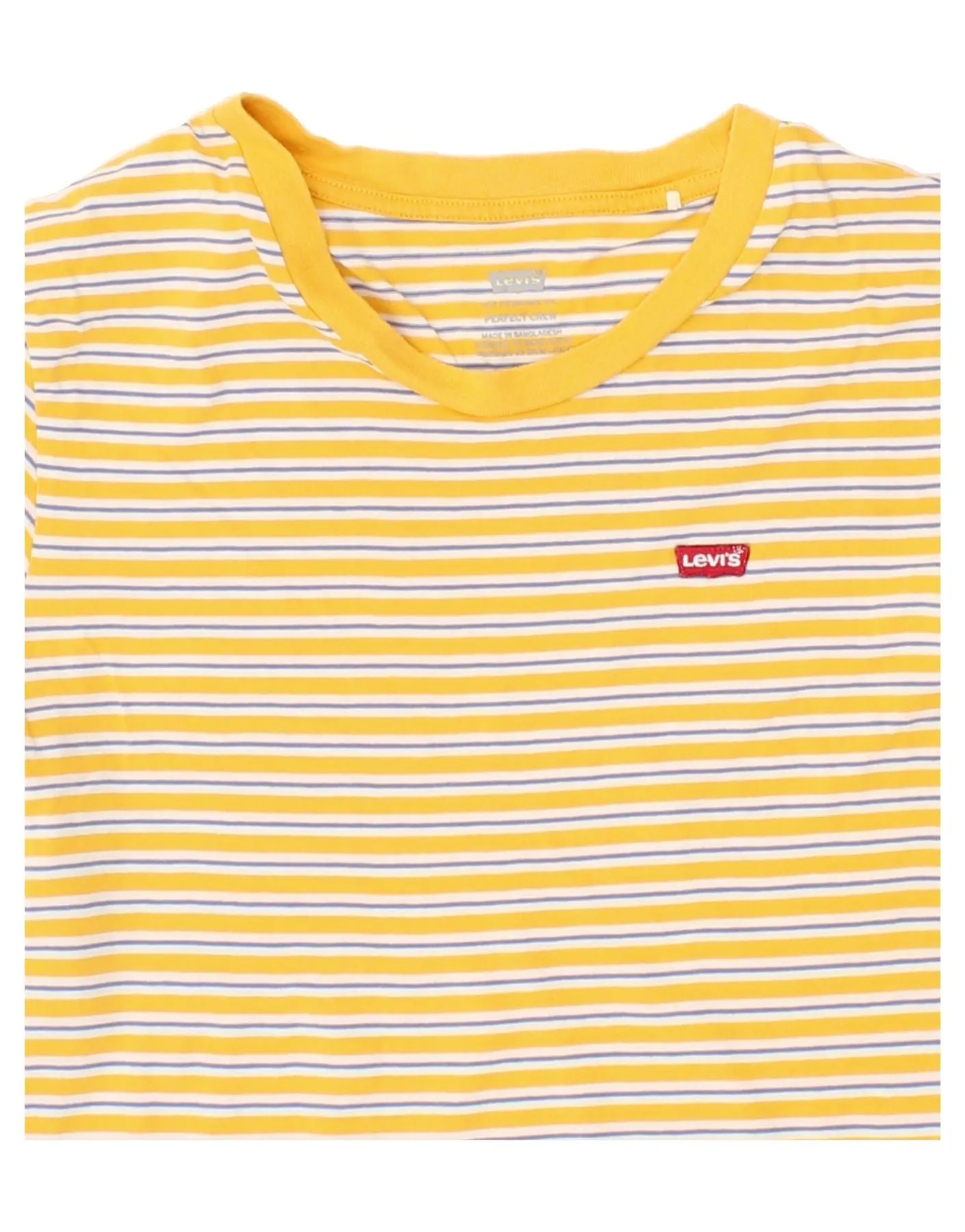 LEVI'S Womens Perfect Crew T-Shirt Top UK 6 XS Yellow Striped