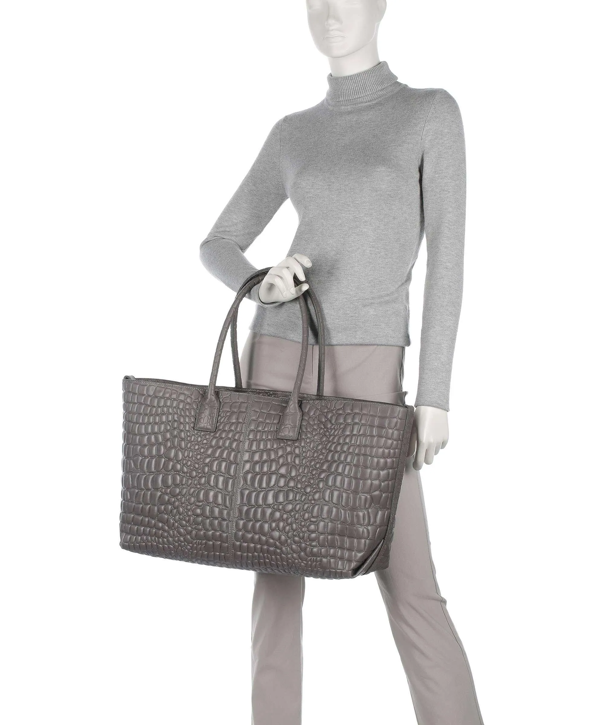  Liebeskind Chelsea Waxy Croco L Borsa shopper pelle in rilievo grigio scuro  