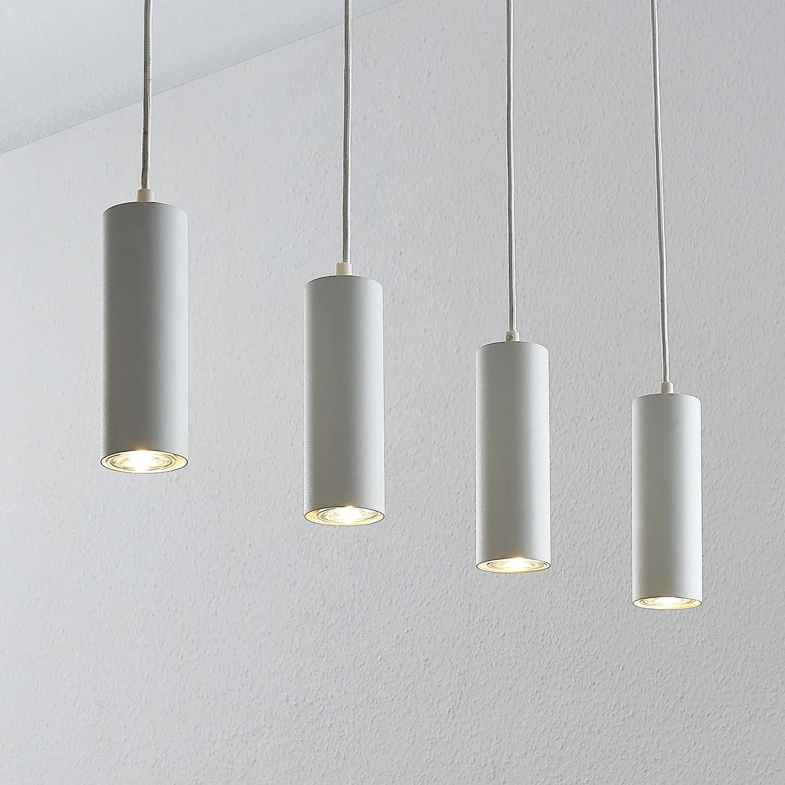 Lindby lampada a sospensione Joffrey, 76 cm, bianco, a 4 luci, GU10