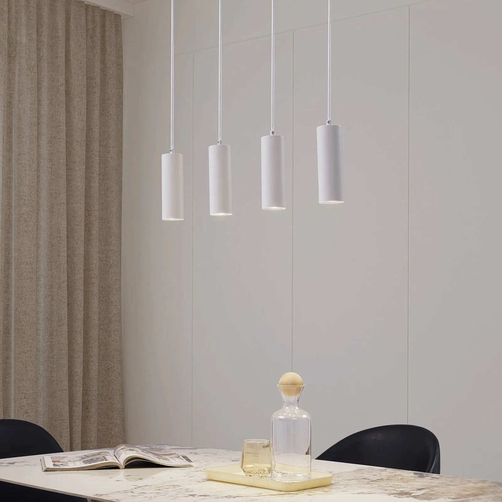 Lindby lampada a sospensione Joffrey, 76 cm, bianco, a 4 luci, GU10
