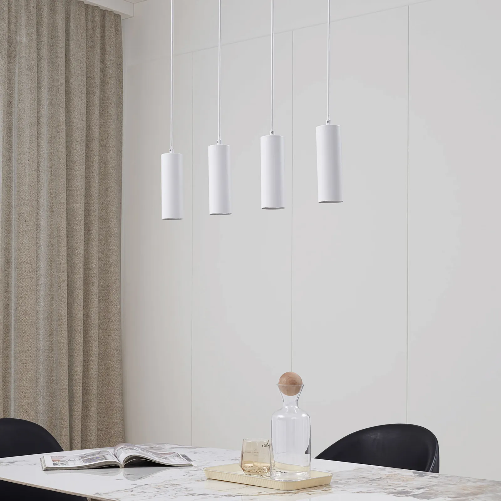 Lindby lampada a sospensione Joffrey, 76 cm, bianco, a 4 luci, GU10