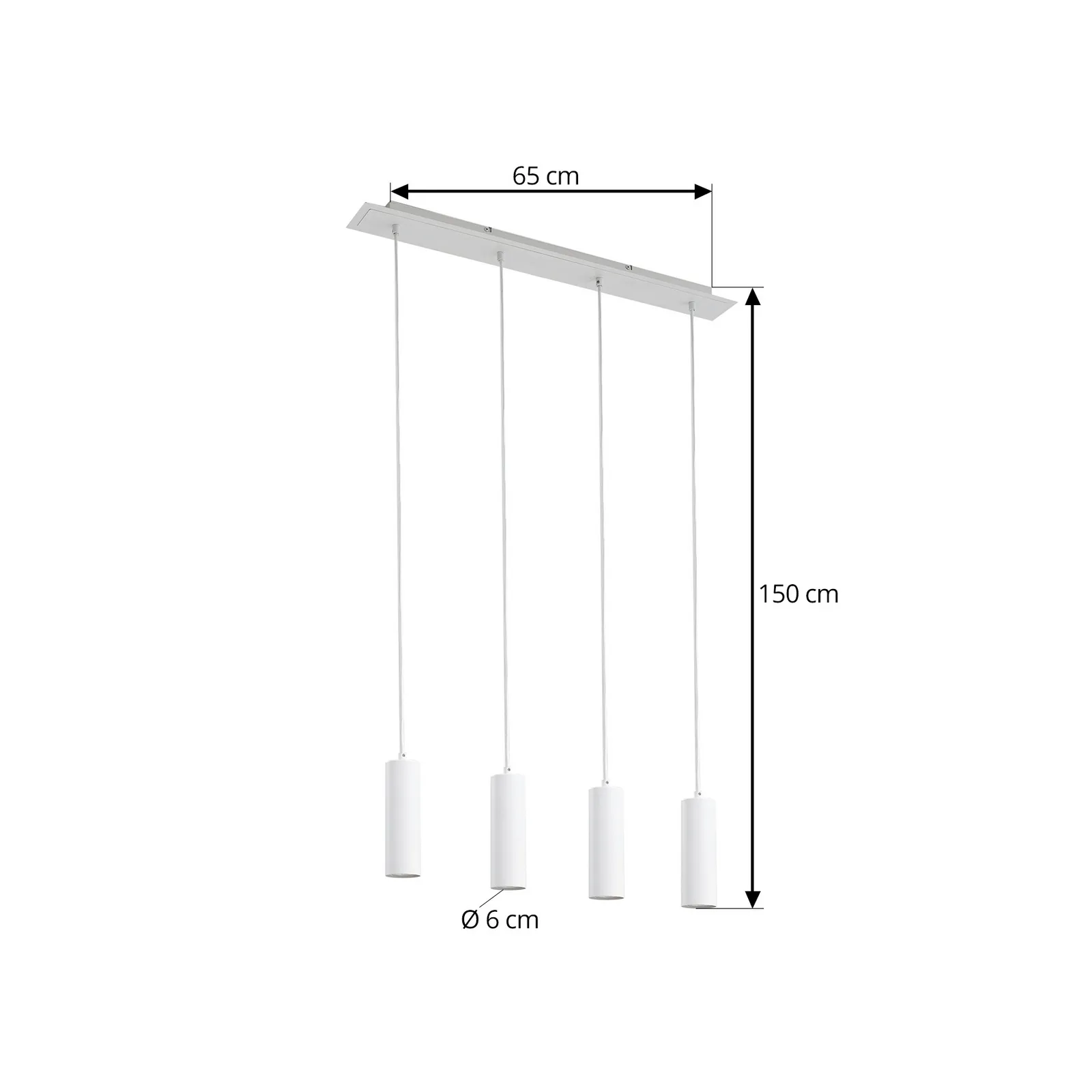 Lindby lampada a sospensione Joffrey, 76 cm, bianco, a 4 luci, GU10