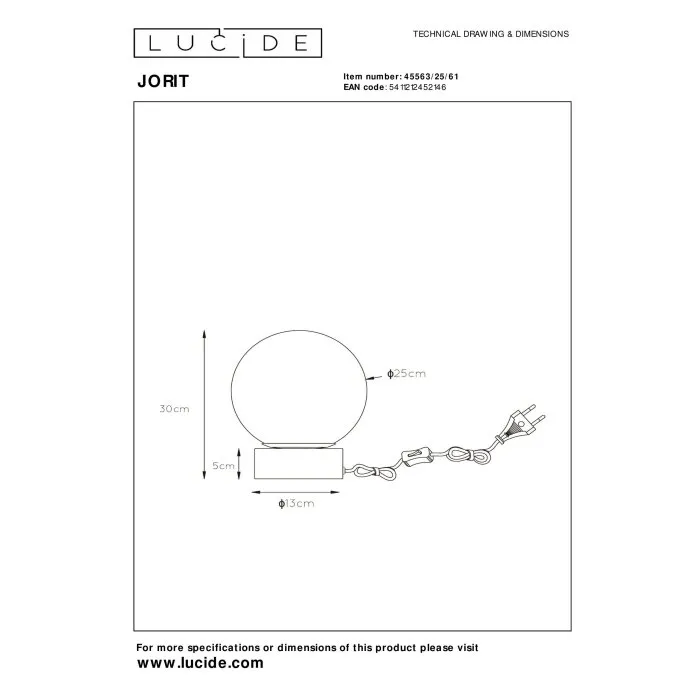 Lucide JORIT Lampada da tavolo Oro, Ottone, 1-Luce