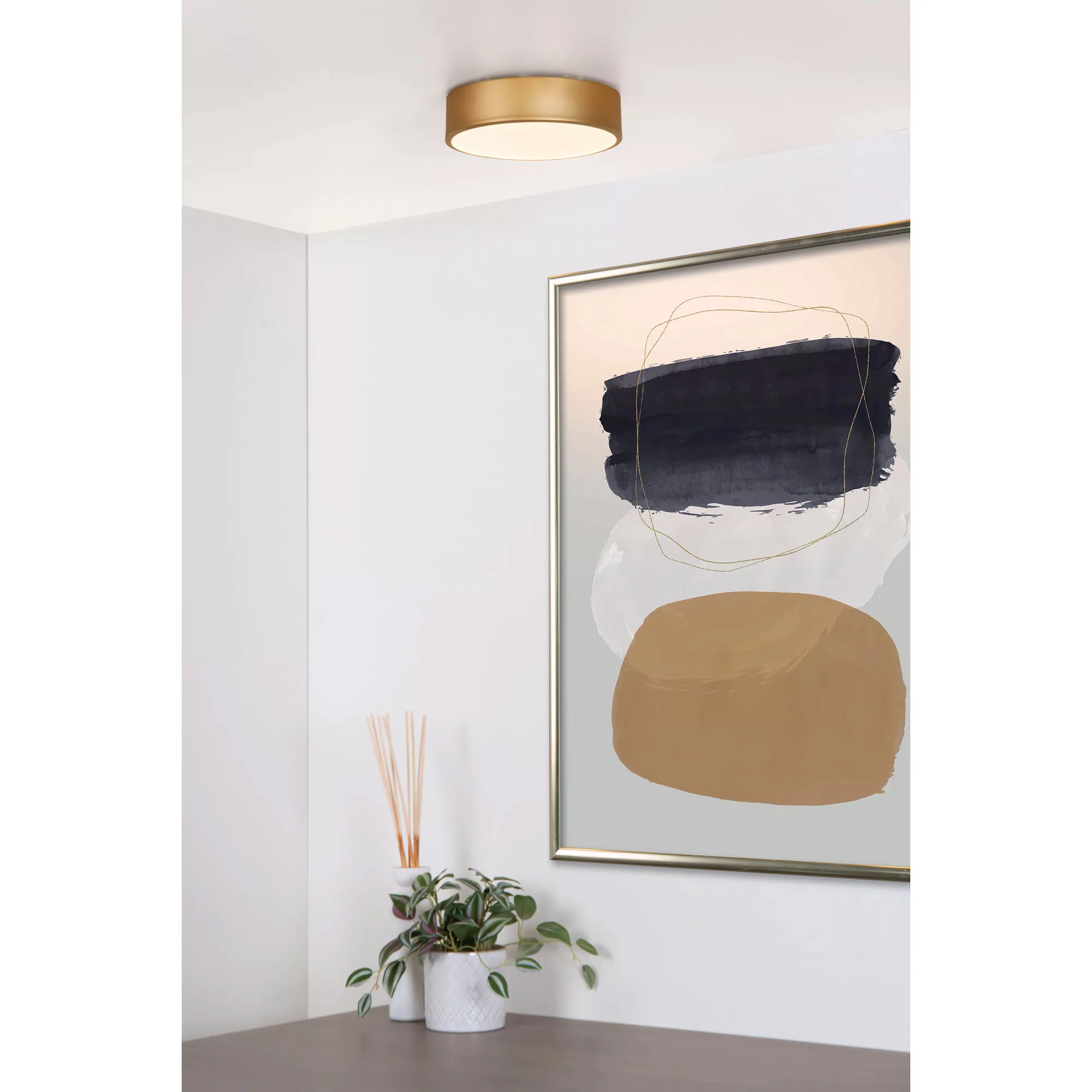Lucide  Lampada a soffitto rotonda per bagno Ø 20 cm con luce a led dimmerabile Unar - 12W - 2700k Luce Calda