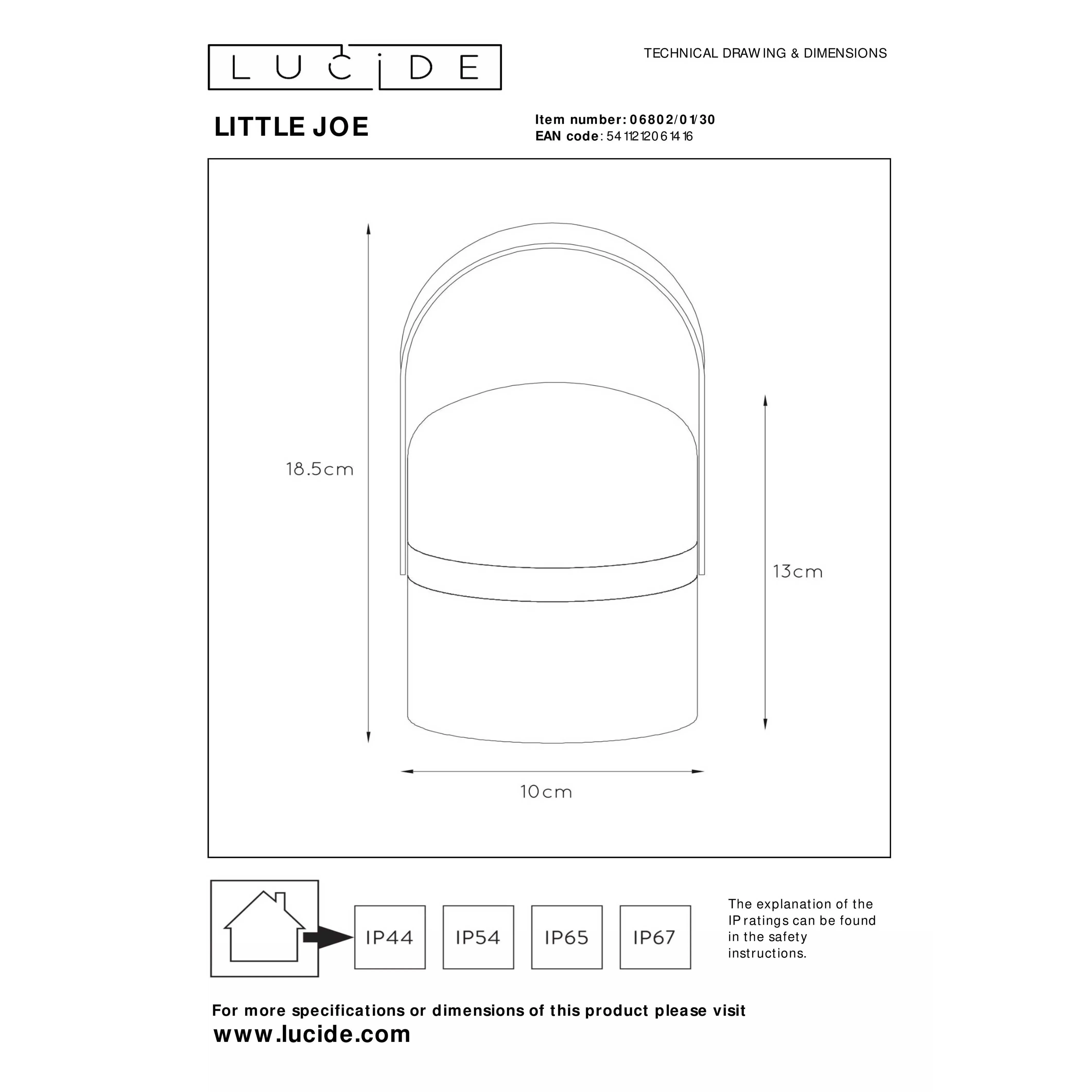 Lucide  Lampada da tavolo da esterno moderna a LED dimmerabile diffusore in acrilico Little Joe - 3W - 3000k Luce Calda
