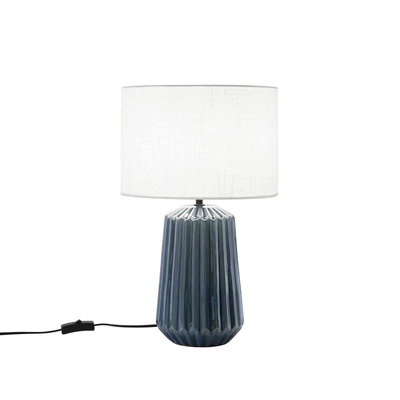 Lume Da Tavolo In Ceramica Plissettata Blu Ottanio Per Soggiorno Kiowa Fan Europe