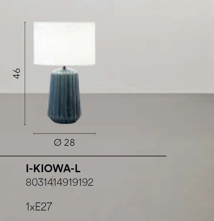 Lume Da Tavolo In Ceramica Plissettata Blu Ottanio Per Soggiorno Kiowa Fan Europe
