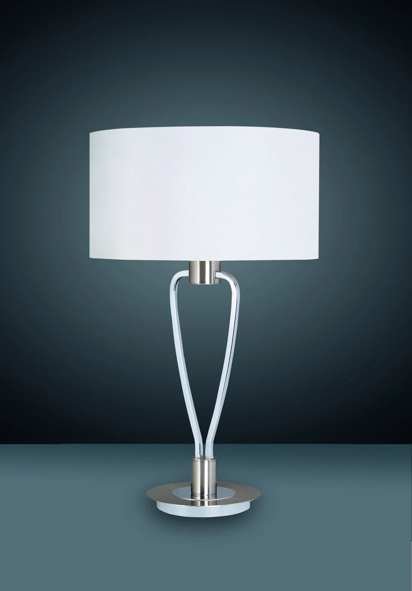 Lume da Tavolo Paris II Nichel con Paralume Bianco Trio Lighting
