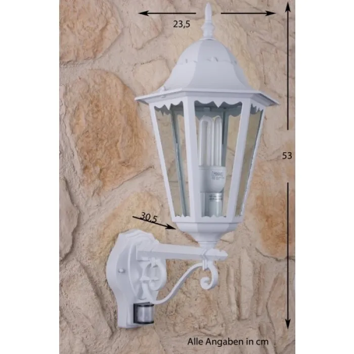 Lutec BRISTOL Applique per esterno Trasparente, chiaro, Bianco, 1-Luce, Sensori di movimento