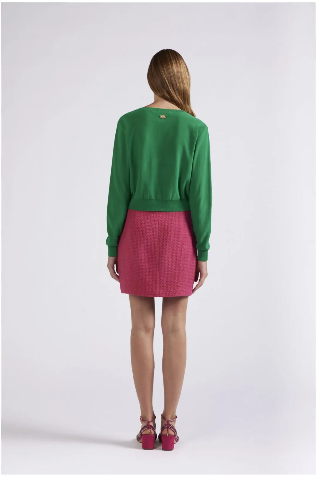 maglia con fiori crochet verde