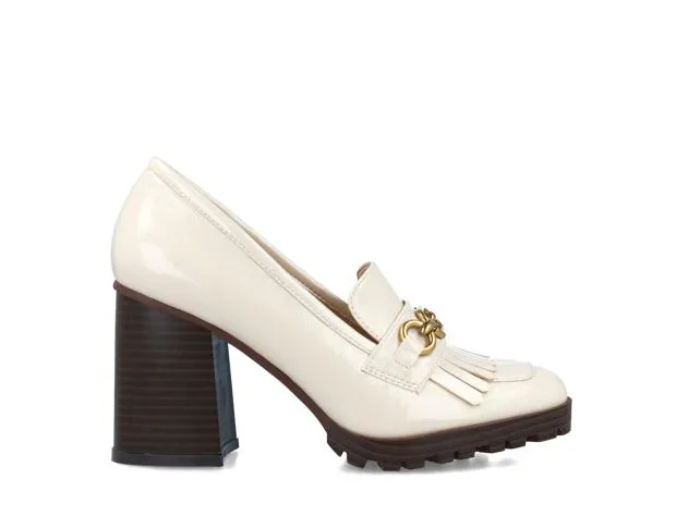 MENBUR scarpe mocassino donna vernice tacco alto 24617 0006 PANNA inverno 2023