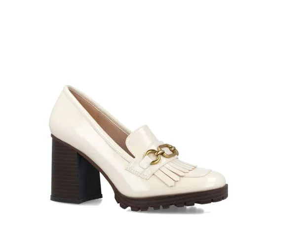 MENBUR scarpe mocassino donna vernice tacco alto 24617 0006 PANNA inverno 2023