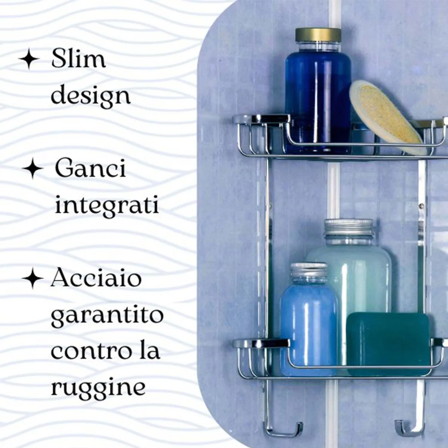 Mensola angolare doppia Elegance cromo