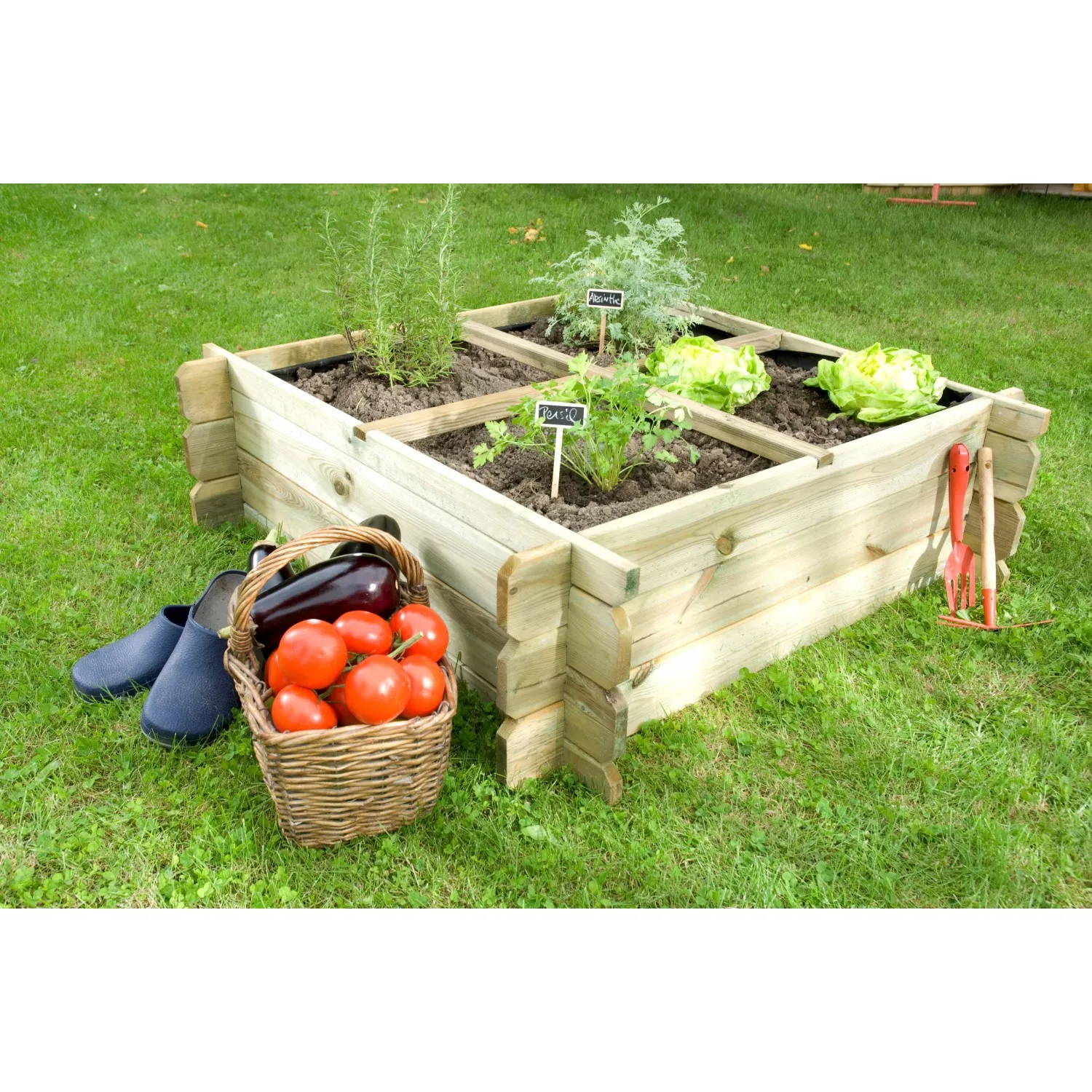 Mini orto quadrato in legno BASIL 200L 1000x1000xA270 mm