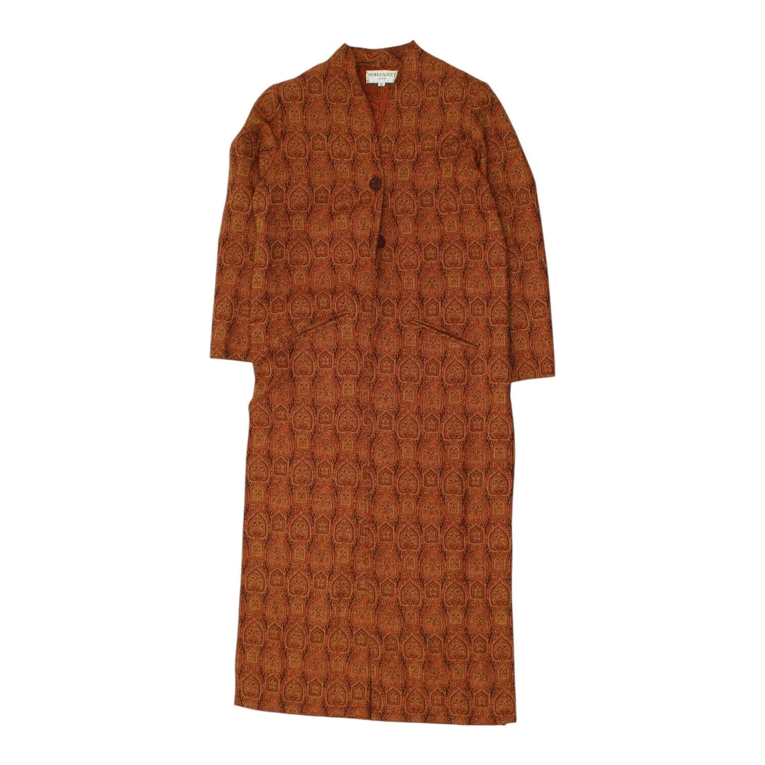 Mohanjeet Womens Orange Long Wool Kurti | Designer Traditional Indian Tunic