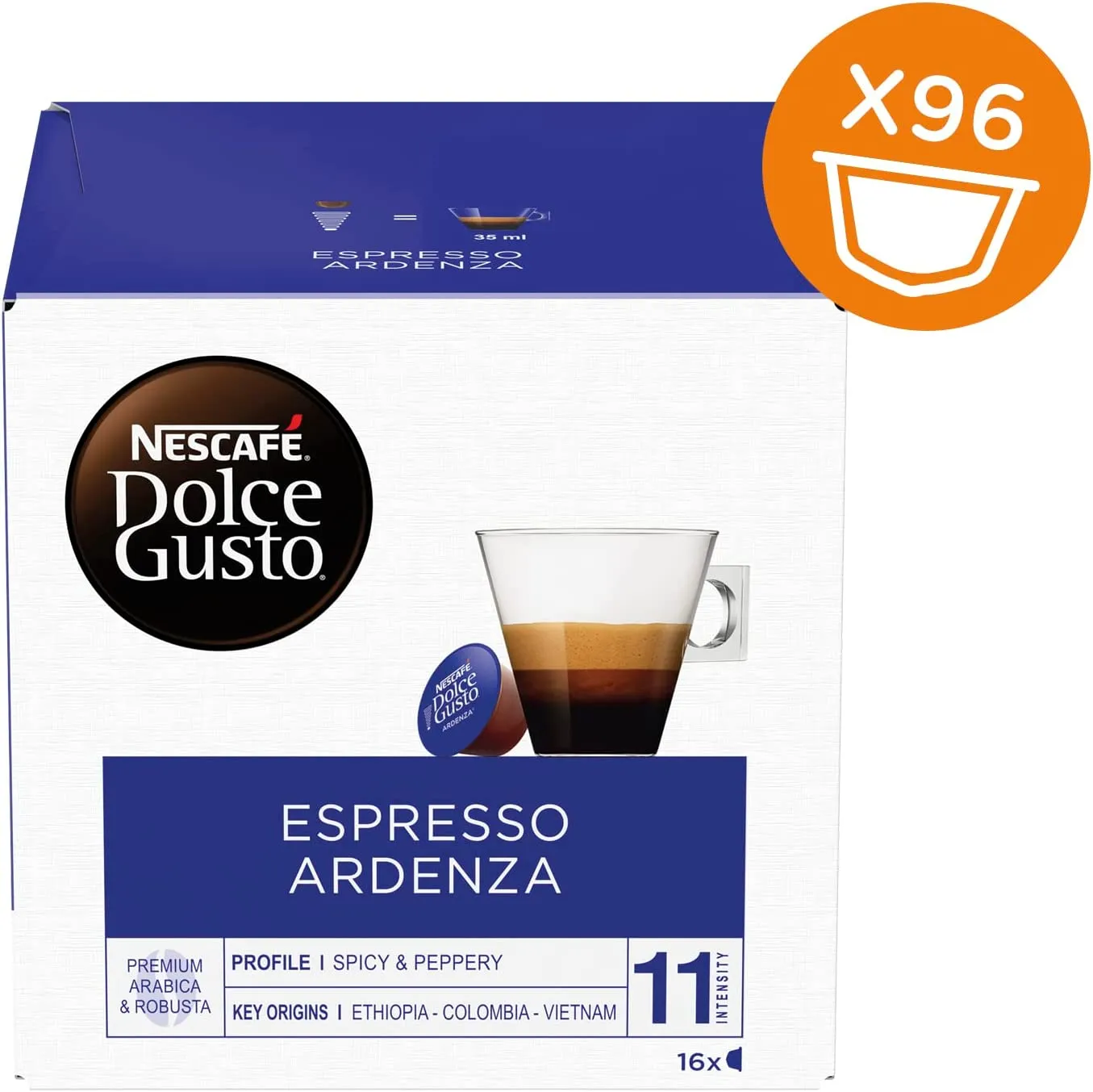 NESCAF DOLCE GUSTO Espresso Ardenza Caffè, 6 Confezioni da 16 capsule (96 capsule)