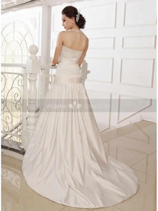 NICOLE - Abito da sposa A-line di raso senza maniche