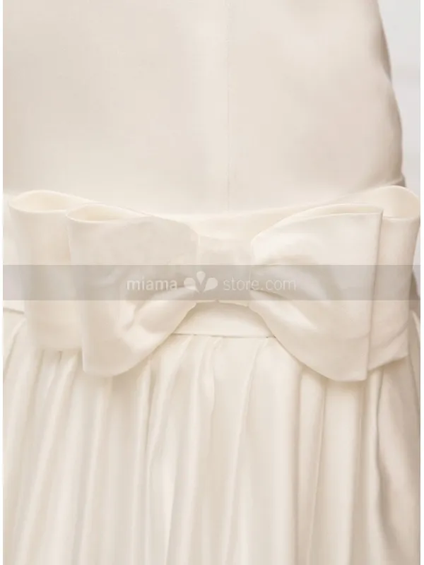 NICOLE - Abito da sposa A-line di raso senza maniche