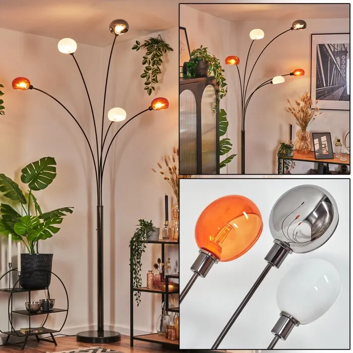 Nikkala Lampada da terra Cromo, Nero, 5-Luci