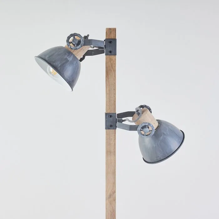 Orny Lampada da terra Grigio, Legno chiaro, 2-Luci
