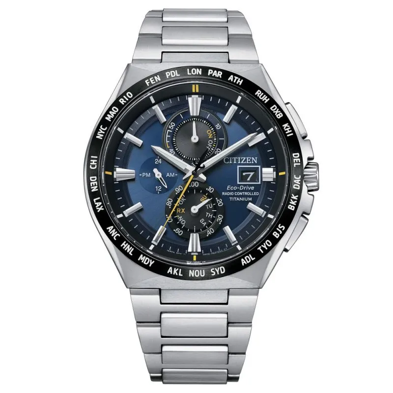 orologio al quarzo Eco-Drive uomo Citizen at8234-85L Radiocontrollato 800 Sport Super Titanio cronografo