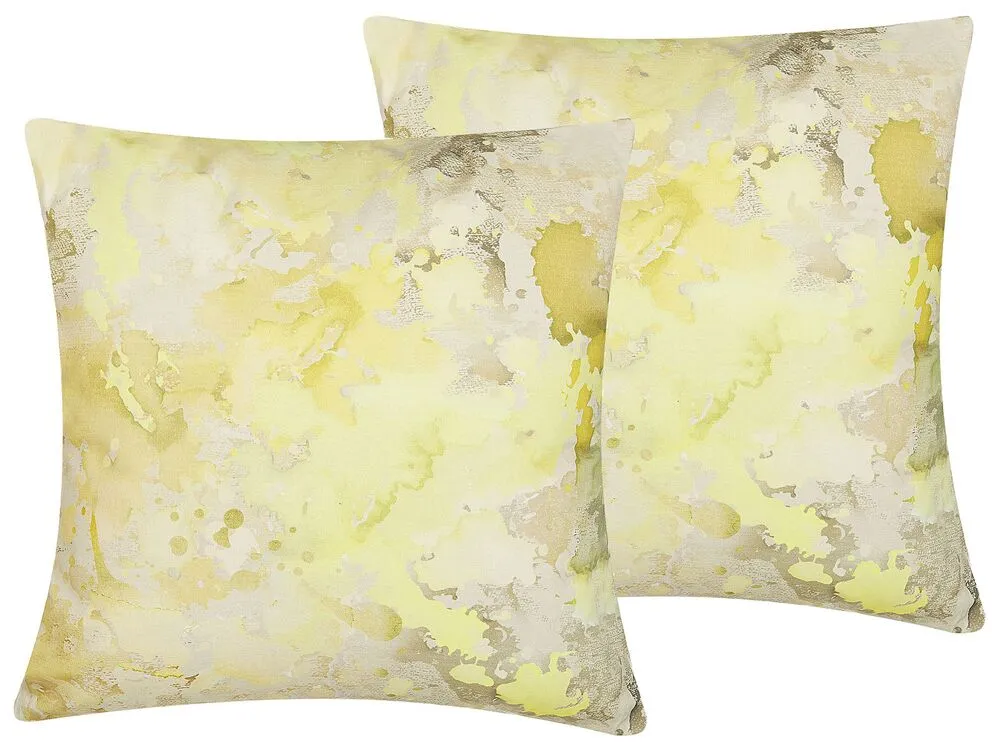 PACHIRA Set di 2 cuscini Trama astratta Giallo 45 x 45 cm Cotone