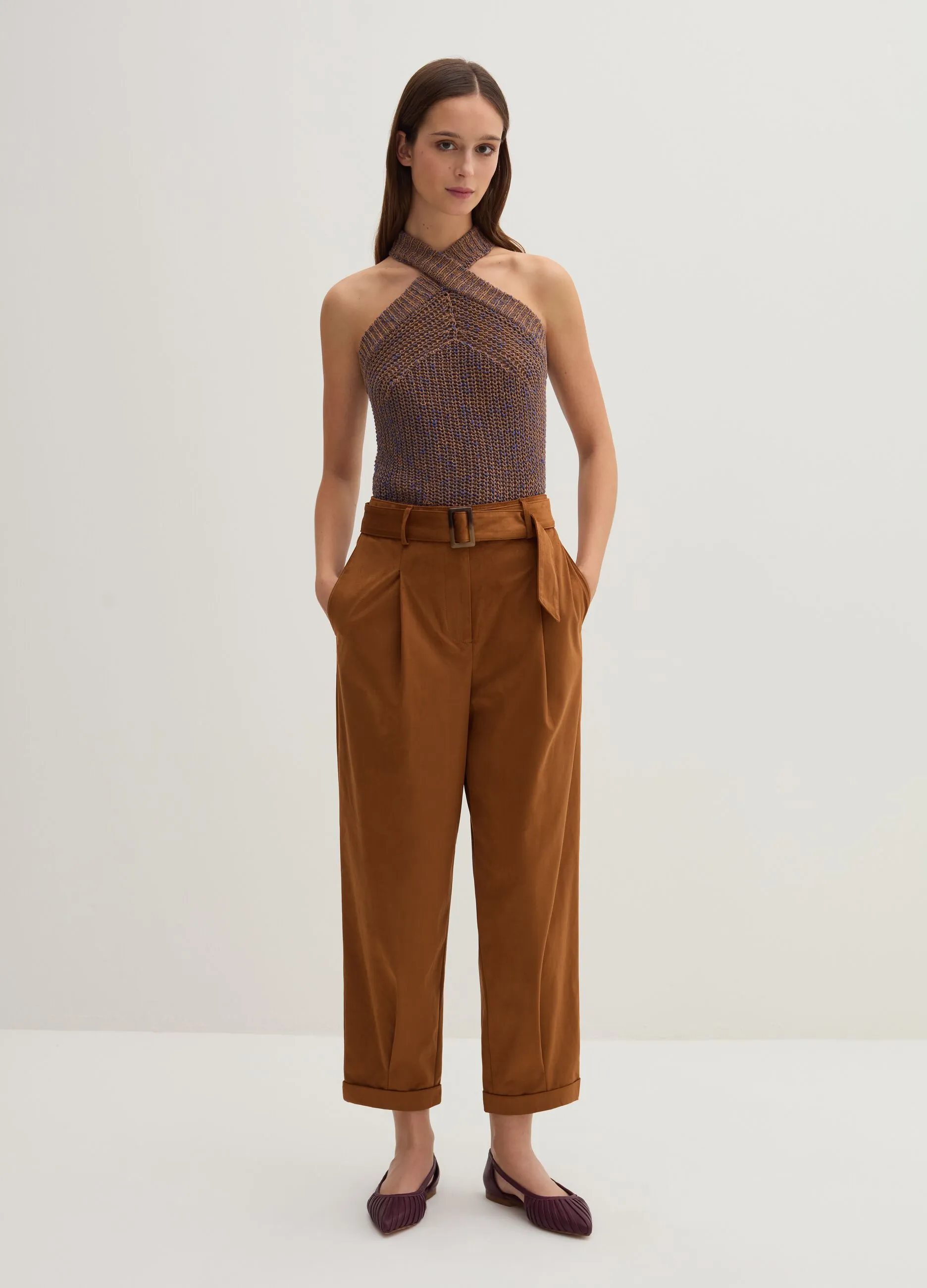 Pantalone a sigaretta ankle fit in suede