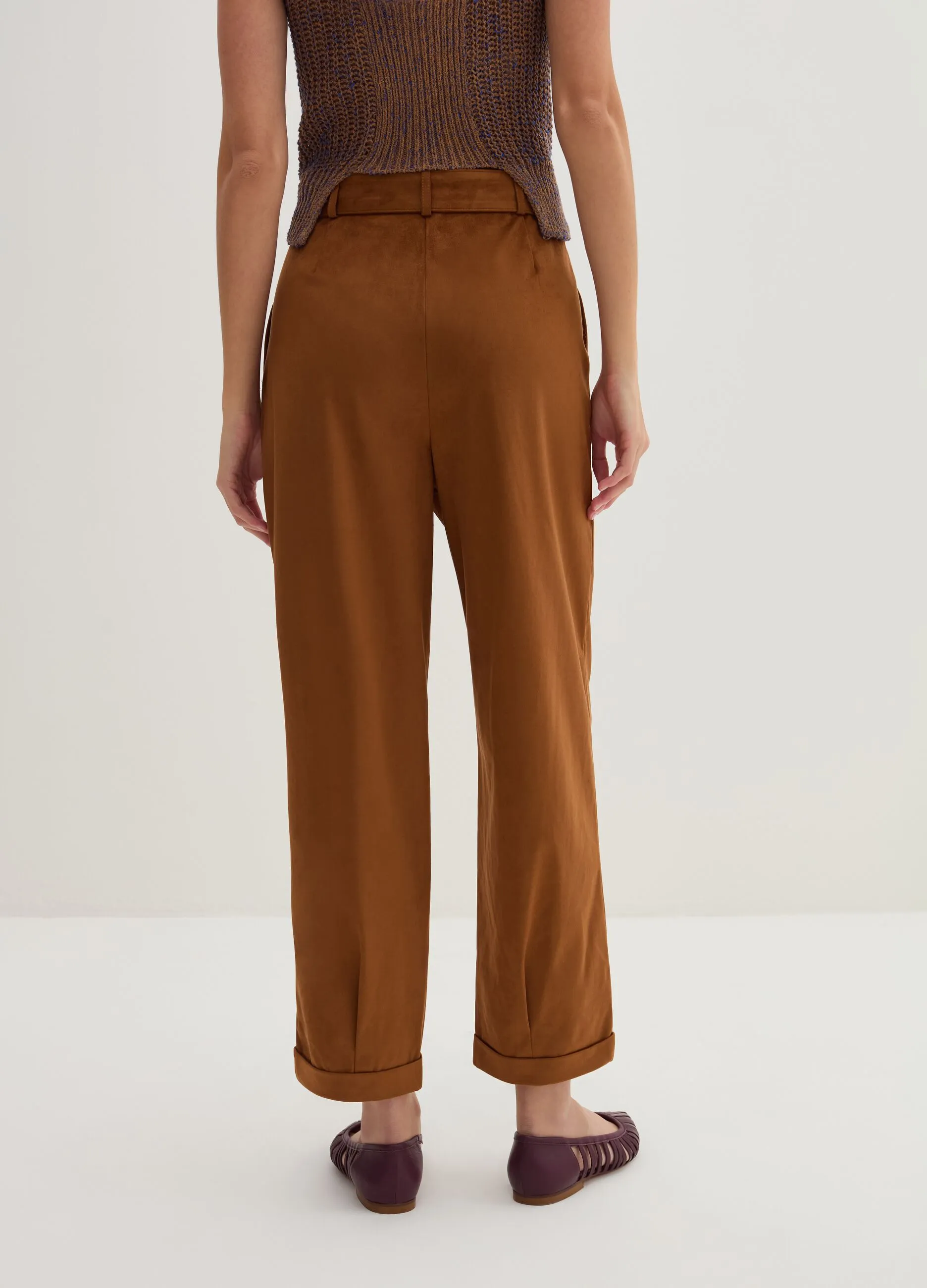Pantalone a sigaretta ankle fit in suede