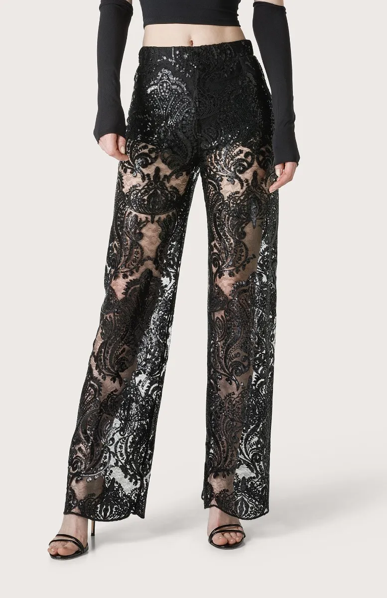 Pantalone in pizzo ricamato