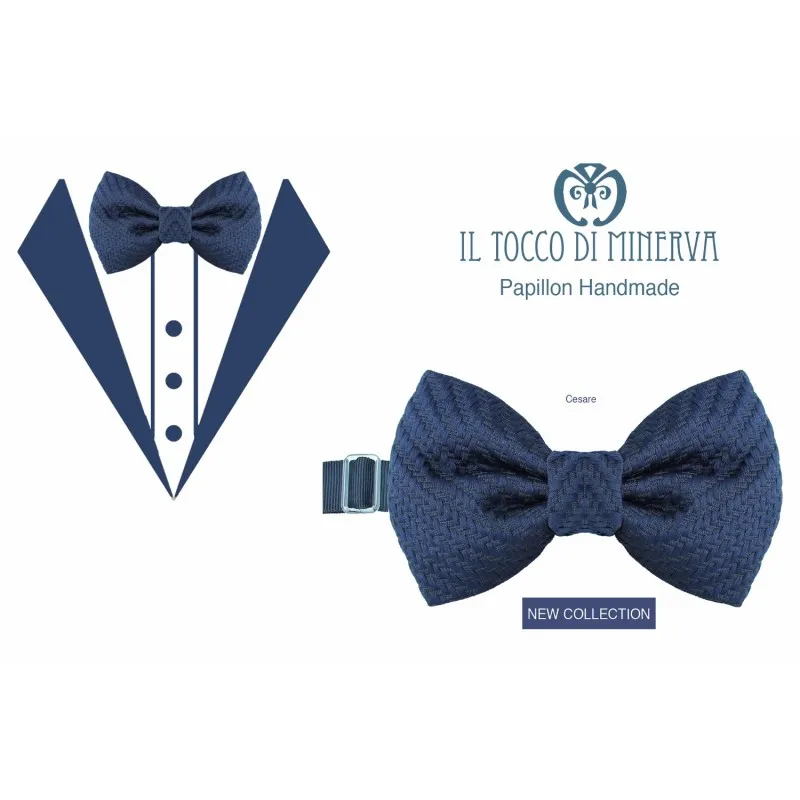 Papillon Uomo Cesare seta tessuto alta moda Linea Sposo - Realizzato a mano 