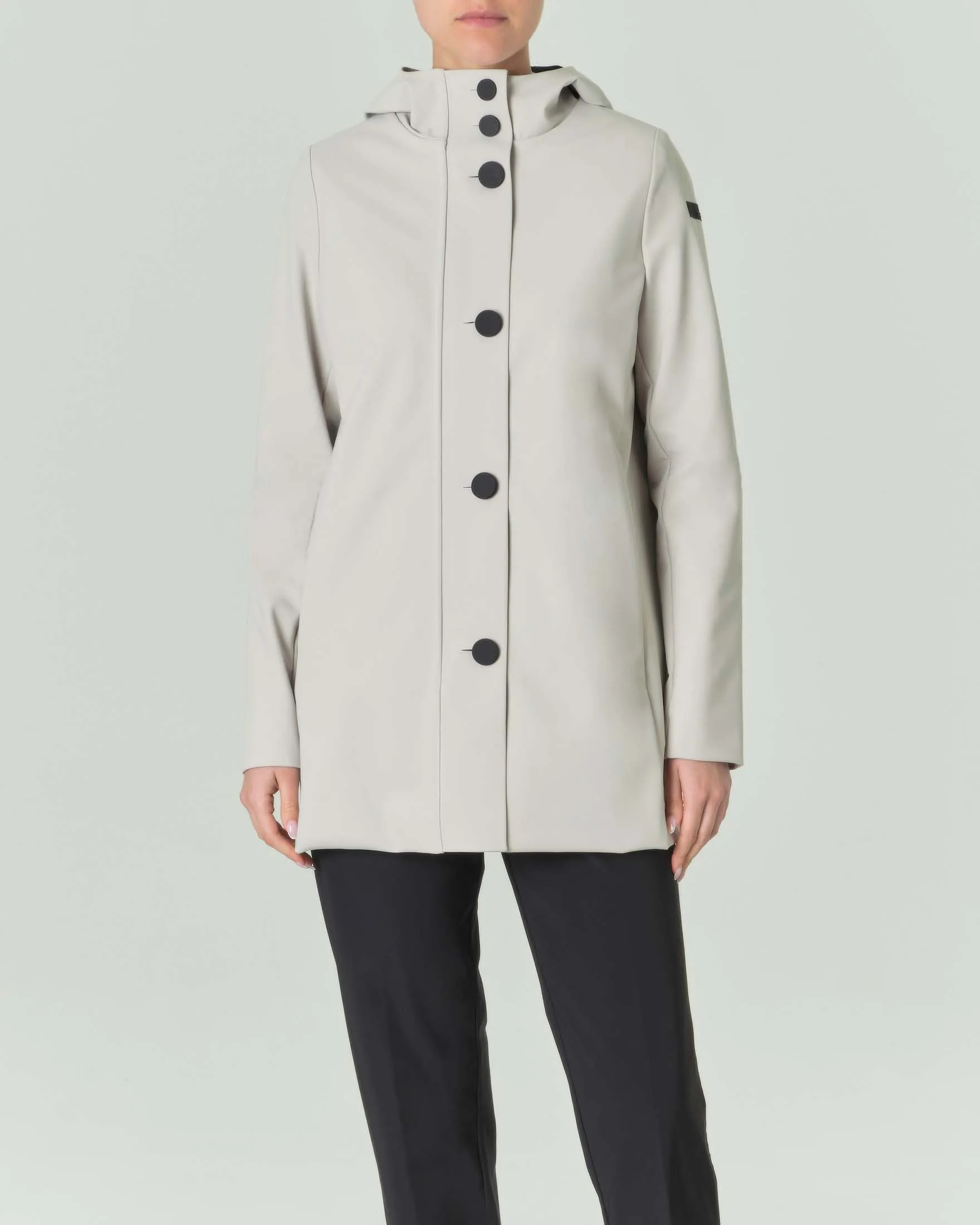 Parka color gesso Summer Wom impermeabili con cappuccio